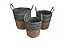 CONJ DE CESTOS DE PALHA E JUNCO NATURAL E CINZA - 3 PCS - Imagem 1