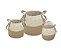 CONJ DE CESTOS DECORATIVOS DE PALHA JUTA E ALGODAO CRU E NATURAL - 3 PCS - Imagem 1