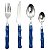 CJ. DE TALHERES DE METAL E CABO ESTILO BAMBU AZUL - 24PCS - Imagem 1
