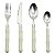 CJ. DE TALHERES DE METAL E CABO ESTILO BAMBU BRANCO - 24PCS - Imagem 1