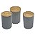 CONJ DE POTES DE LATA E MADEIRA PRETO E NATURAL 3 PCS - Imagem 1