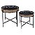 CJ. DE MESAS LATERAL DE METAL ESTILO TRELICA COM BASE PRETA- 2 PCS - Imagem 1
