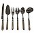CJ. DE UTENSILIOS DE COZINHA DE METAL COM CABO BEGE - 6PCS - Imagem 1