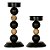 CJ DE CASTICAIS DE MADEIRA E METAL MARROM E PRETO 2PCS - Imagem 1