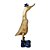 ESCULTURA PATO NAVY COM CHAPÉU MADEIRA NATURAL E AZUL 42CM - Imagem 2
