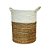 CESTO RATTAN BALI REDONDO BRANCO E NATURAL MIDDLE GRANDE D40CM X A50CM - Imagem 2
