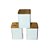 CONJUNTO COM 3 PORTA CONDIMENTOS COZY BRANCO EM METAL E MADEIRA D11CM X A14CM - Imagem 3