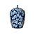 POTICHE IMPORTADO PORCELANA AZUL E BRANCA FLORA QING D30 X A22CM - Imagem 1