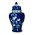 POTICHE IMPORTADO PORCELANA AZUL E BRANCA FLORATA SHANG D20 X A37CM - Imagem 1