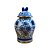 POTICHE IMPORTADO PORCELANA AZUL E BRANCA GOLDEN FLOWER PEQUENO D20CM X A32CM - Imagem 1