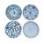 CONJUNTO PRATO EM PORCELANA AZUL E BRANCA ZHOU 4 PEÇAS IMPORTADO D17CM X A03CM - Imagem 2