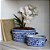 FLOREIRO EM PORCELANA IMPORTADO OVAL AZUL E BRANCO FLORIDO PEQUENO L25CM X A10CM X P15CM - Imagem 5