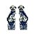 CONJUNTO 02 CÃES DE FÓ EM PORCELANA IMPORTADA AZUL E BRANCO GRANDE D9,5CM X A33CM - Imagem 1