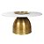 MESA EM METAL COM TAMPA EM PEDRA REDONDA DOURADO E BRANCO - Imagem 1