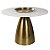 MESA EM METAL COM TAMPA EM PEDRA REDONDA DOURADO E BRANCO - Imagem 1