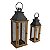 CONJ DE LANTERNAS DE METAL E MADEIRA PRETA E NATURAL - 2 PCS - Imagem 1