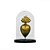 PECA DECORATIVA CORACAO RESINA DOURADO CUPULA VIDRO TRANSP BASE MADEIRA - Imagem 1