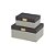 CJ DE CAIXAS DECORATIVAS MADEIRA REVESTIDA COURO SINTETICO CINZA E MARROM 2PCS - Imagem 1