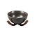 BOWL EM CERAMICA MARROM BASE EM MADEIRA - Imagem 1