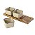 SET DE PORTA APERITIVOS DE CERAMICA BEGE E BASE DE MADEIRA - 3 PCS - Imagem 1