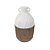 VASO DECORATIVO COM ALCA EM MADEIRA E CERAMICA BRANCO - Imagem 1