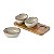 SET DE PORTA APERITIVOS DE CERAMICA BEGE E BASE DE MADEIRA - 3 PCS - Imagem 1