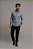 Camisa Social Masculina Manga Longa Slim Fit Button Down Xadrez Azul/branca - Imagem 4