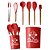Jogo de Cozinha Vermelho 7 Peças Silicone Madeira Resistente - Imagem 3