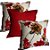 Capa Gorgurinho Decorativa p/ Almofada 43x43cm Floral Vermelho com Abas - Imagem 2