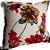 Capa Gorgurinho Decorativa p/ Almofada 43x43cm Floral Vermelho com Abas - Imagem 1