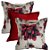 Capa Gorgurinho Decorativa p/ Almofada 43x43cm Floral Vermelho com Abas - Imagem 2