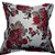 Capa Jacquard Estampada Decorativa p/ Almofada 43x43cm Floral Bordô e Rosa com Abas - Imagem 1