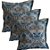 Capa Jacquard Estampado Decorativa p/ Almofada 43x43cm Floral Azul com Abas - Imagem 3