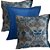 Capa Jacquard Estampado Decorativa p/ Almofada 43x43cm Floral Azul com Abas - Imagem 2