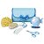 Kit Higiene Bebê Criança Escova Pente Tesoura Estojo Termômetro de Banho Esponja Azul Chicco - Imagem 1