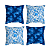 Kit 4 Capas de Almofada Floridas Azul Com Zíper - Imagem 1