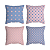 Kit 4 Capas de Almofada Geométricas Azul e Rosa Com Zíper - Imagem 1