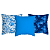 Kit 3 Capas de Almofada Floral Azul Com Zíper - Imagem 1