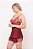 Pijama Short Doll em Cetim Dull e Renda Bordo 11636 - Imagem 1