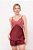 Pijama Short Doll em Cetim Dull e Renda Bordo 11636 - Imagem 3