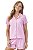 Pijama Short Doll Fio Tinto Nanda Rosa 11586 - Imagem 1