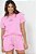 Pijama Short Doll Manga Curta Fio Tinto Nanda Rosa 11587 - Imagem 1