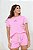 Pijama Short Doll Manga Curta Fio Tinto Nanda Rosa 11587 - Imagem 2