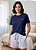 Pijama Feminino Short Doll com Manga Curta Marinho Mia 11843 - Imagem 1