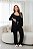 Pijama Trio Feminino Blusa Aberta Basic em Viscolycra Preto 11942 - Imagem 1