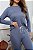 Pijama Feminino Longo Gola V Basic em Viscolycra Jeans 11943 - Imagem 2