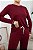 Pijama Feminino Longo Gola V Basic em Viscolycra Vinho 11943 - Imagem 3
