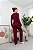 Pijama Feminino Longo Gola V Basic em Viscolycra Vinho 11943 - Imagem 4