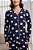 Pijama Longo Feminino Americano Basic Estampado Poa Marinho 11970 - Imagem 3