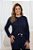 Pijama Feminino Longo Gola V Basic Estampado Poa Marinho 11971 - Imagem 2